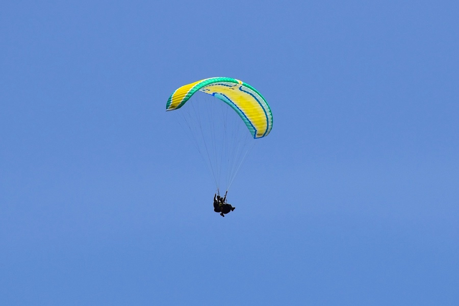 windforce 32 green blue and yellow is a tandem paraglider wing made by levelwings